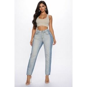 MOMOKROM Two Tone Light Wash Denim Jeans Women's Size M